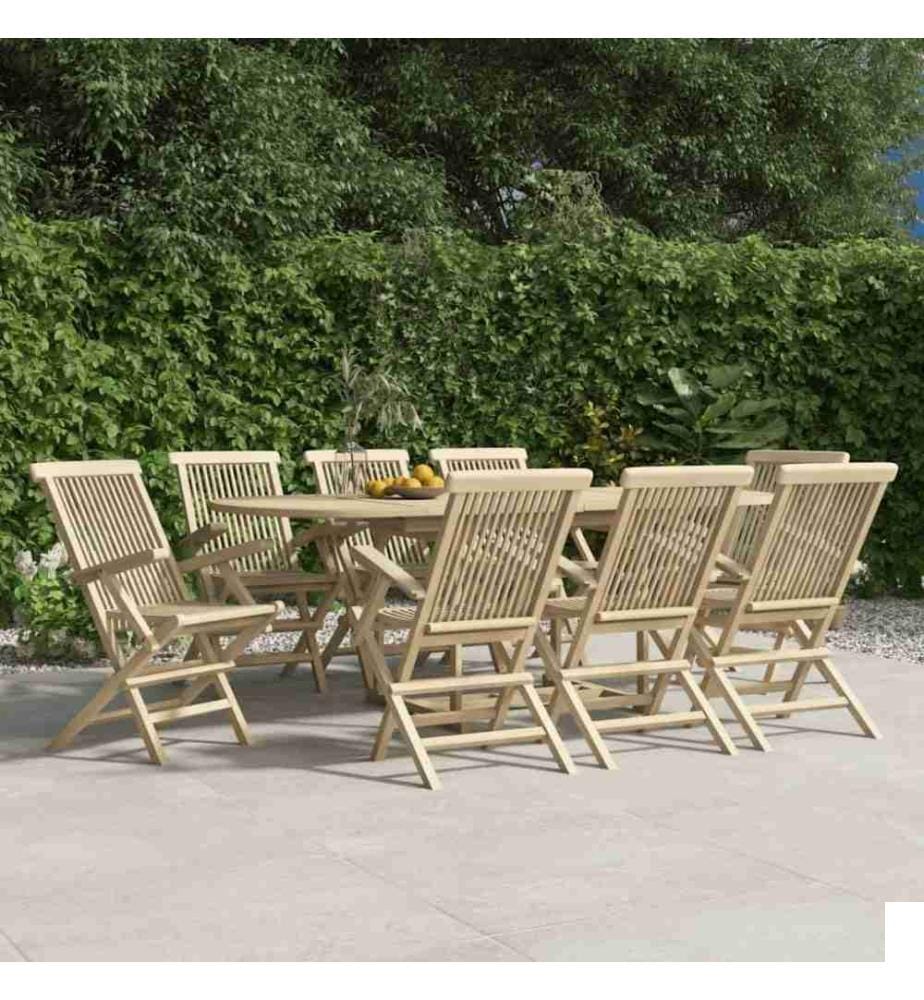Chaises de jardin pliantes 8 pcs gris 56x61x89 cm bois de teck