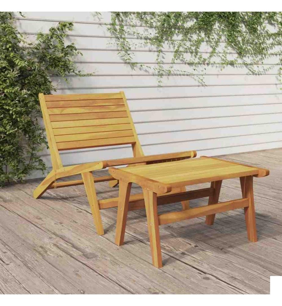 Chaise de jardin avec repose-pieds Bois de teck solide