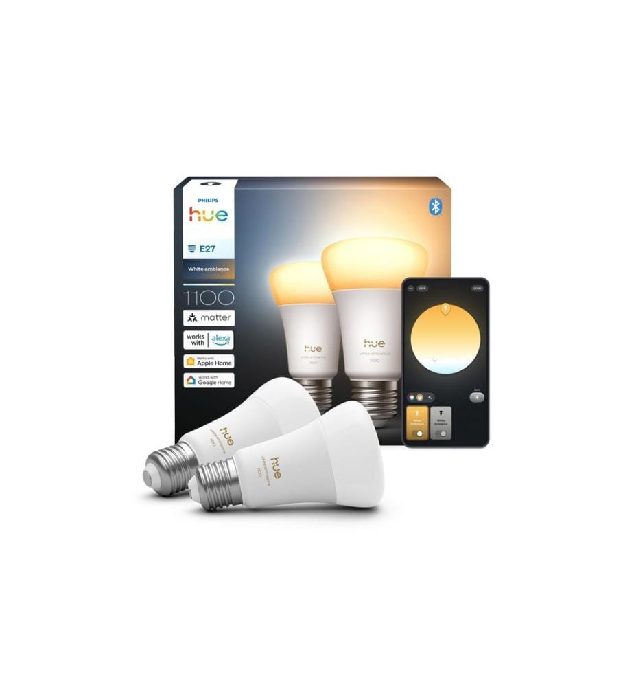 PHILIPS HUE - Ampoule White Ambiance E27 pack double 2 x 1100 lm