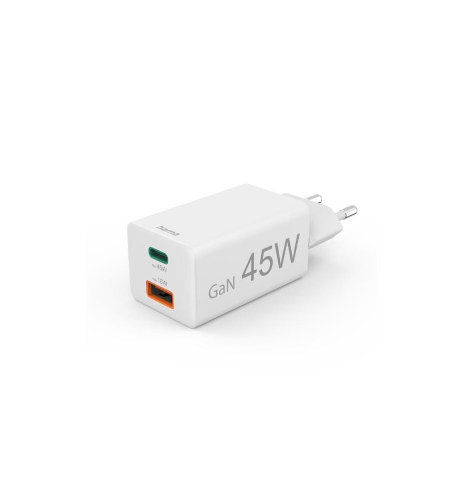 HAMA - Chargeur mural USB Gan charger USB-A USB-C 45 W Blanc