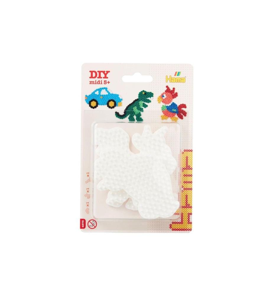 HAMA - Plaques pour perles à repasser Voiture/dinosaure/perroquet Blanc