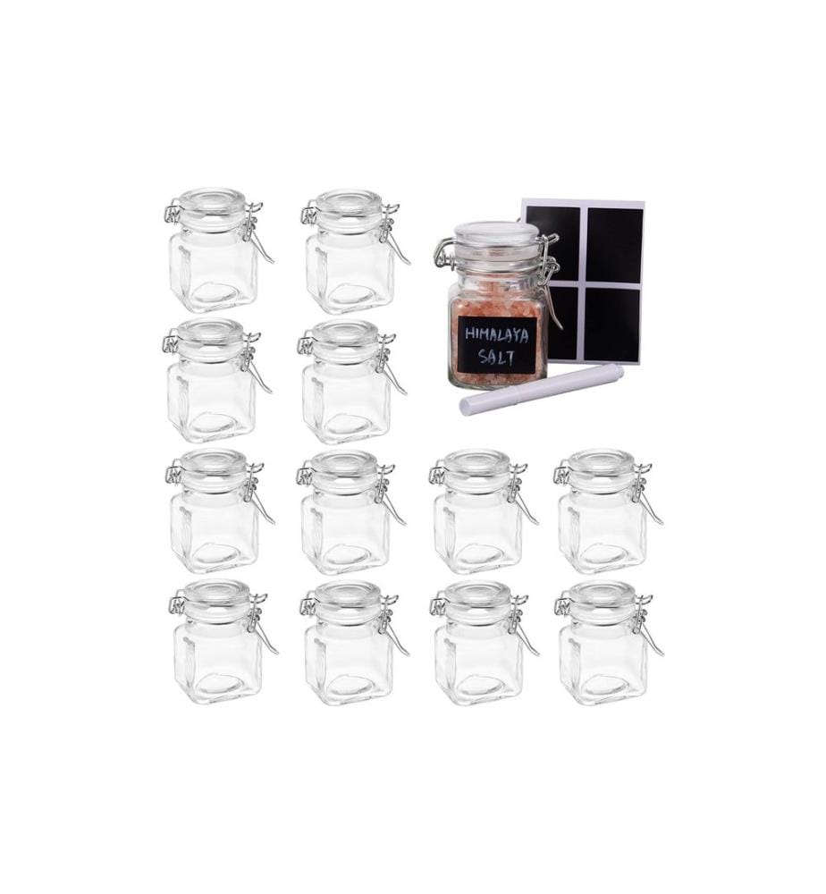 Oak & Steel - Pot à épices avec couvercle 12 pièces, Transparent