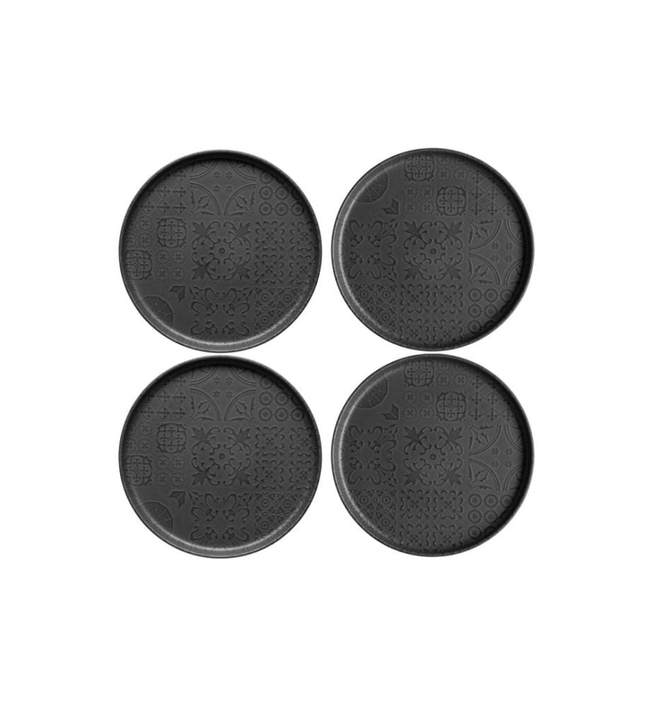 Mäser - Assiettes pour le petit-déjeuner et à dessert Tiles UNO 22 cm, 4 pièces, noir
