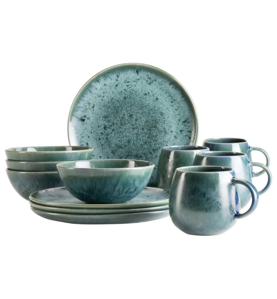 Mäser - Assiettes pour le petit-déjeuner et à dessert Carellia 12 pièces, bleu