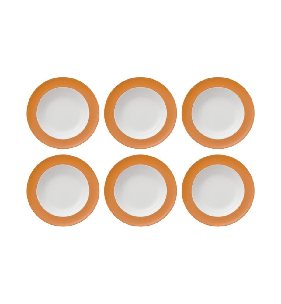 THOMAS - Assiette de soupe et de pâtes Sunny Day 6 Pièce/s,Orange, 23 cm