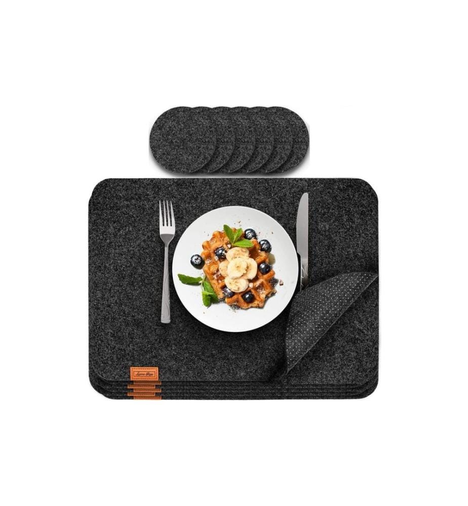 Luana Rose - Set de table 44 x 32 cm, anthracite, set de 12 pièces