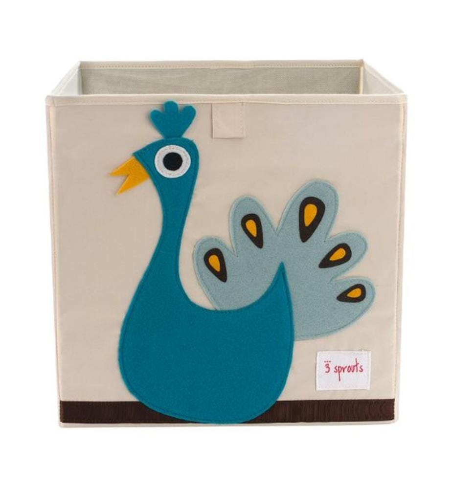 Boîte de Rangement Paon - Crème et Turquoise