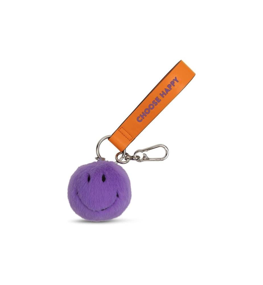Bon Ton Toys - Porte-clés Smiley ECO Fuzzy Violet 7 cm