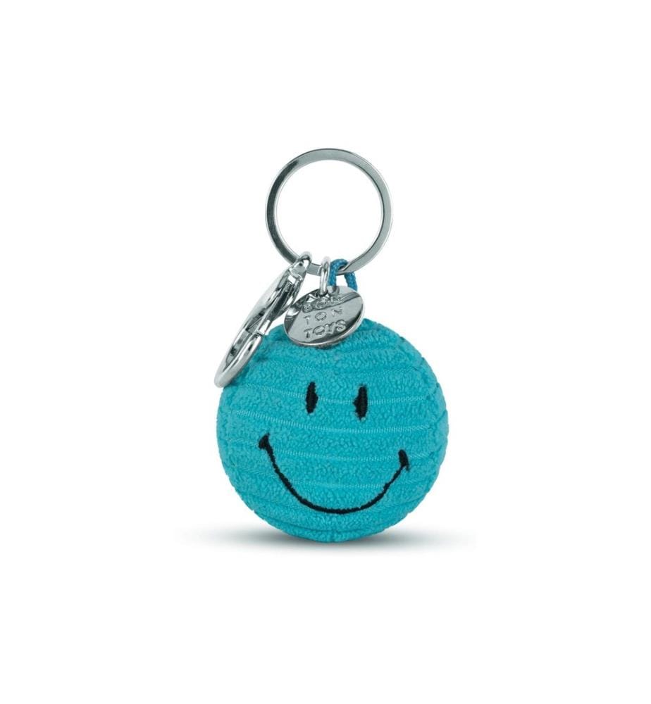 Bon Ton Toys - Porte-clés Smiley ECO velours côtelé turquoise 4.5 cm