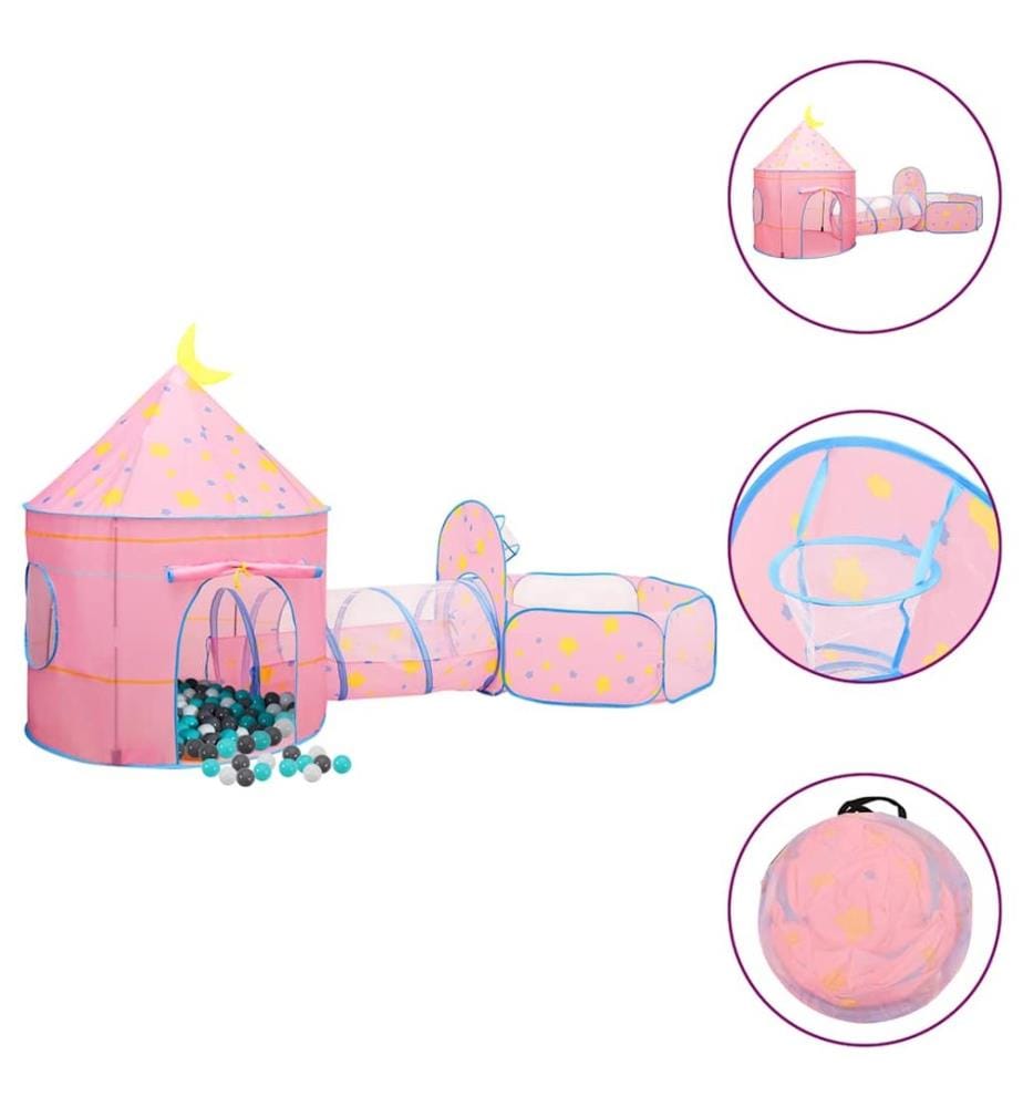 Tente de jeu pour enfants avec 250 balles Rose 301x120x128 cm