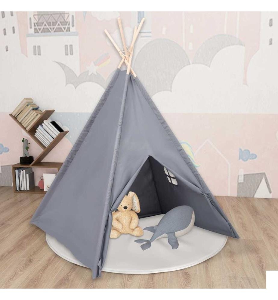 Tente tipi d'enfants avec sac Peau de pêche Gris 120x120x150 cm