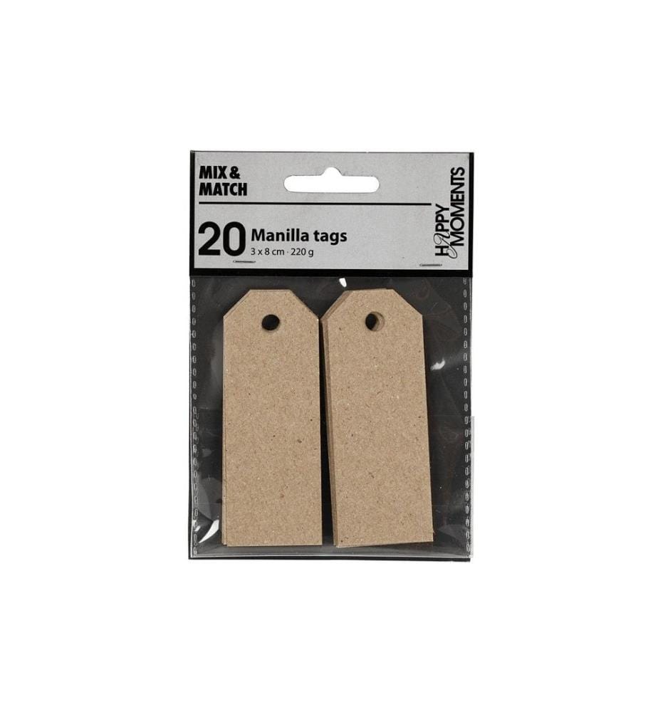 CREATIV COMPANY - Étiquette pour cadeau Manila Tags, 3 x 8 cm, 20 pièces, marron clair