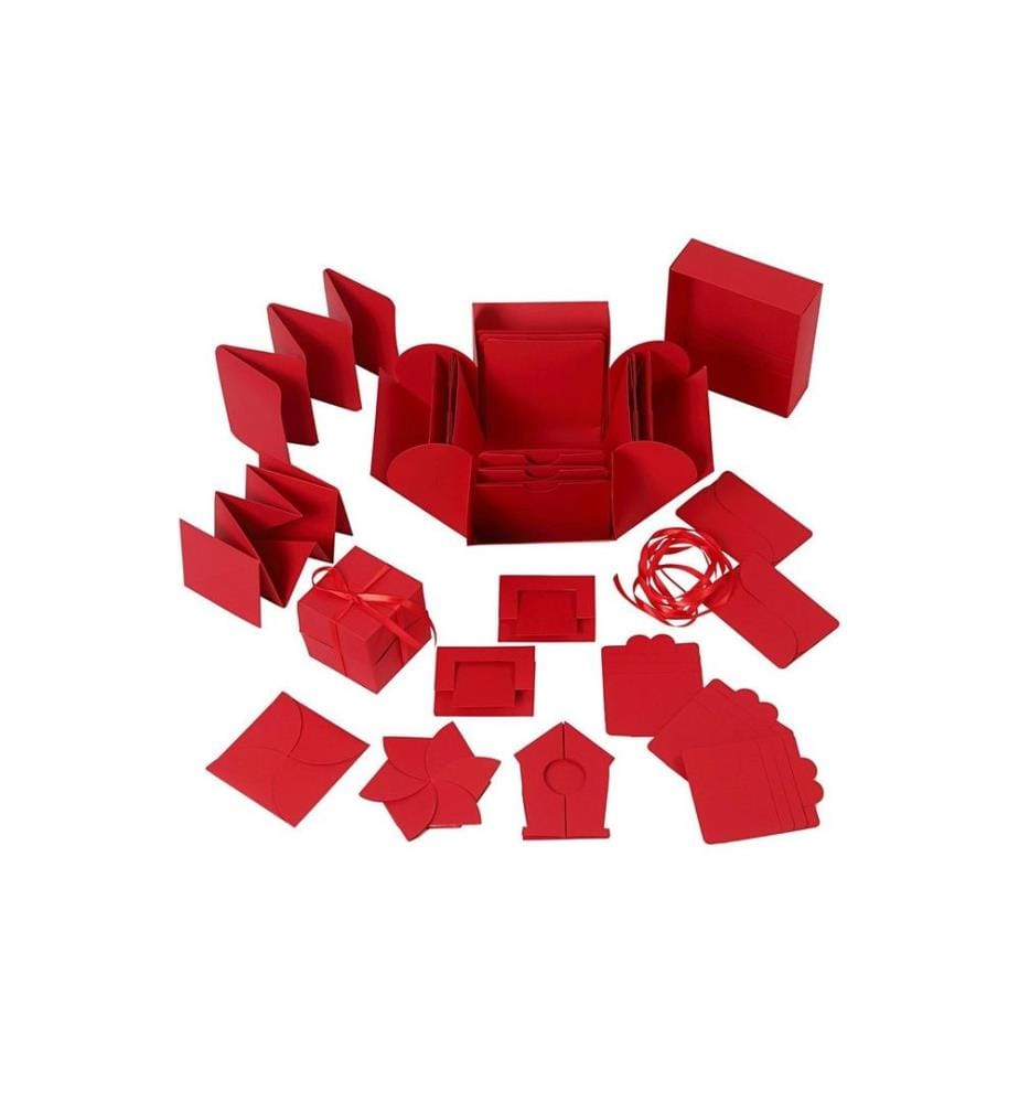 CREATIV COMPANY - Carton cadeau Boîte à explosion Rouge, 12 x 12 x 12 cm