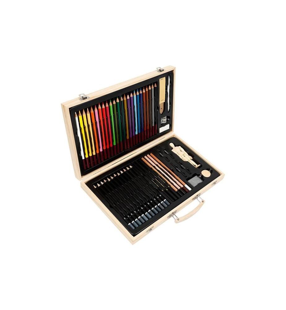 CREATIV COMPANY - Crayons de couleur dans une caisse en bois Multicolore