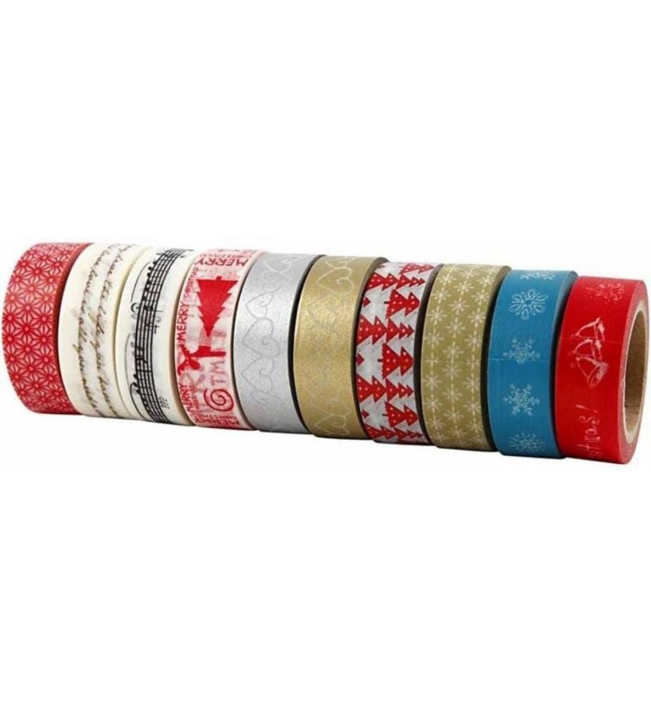 CREATIV COMPANY - Ruban Washi Noël 10 rouleaux, 15 mm, 10 m