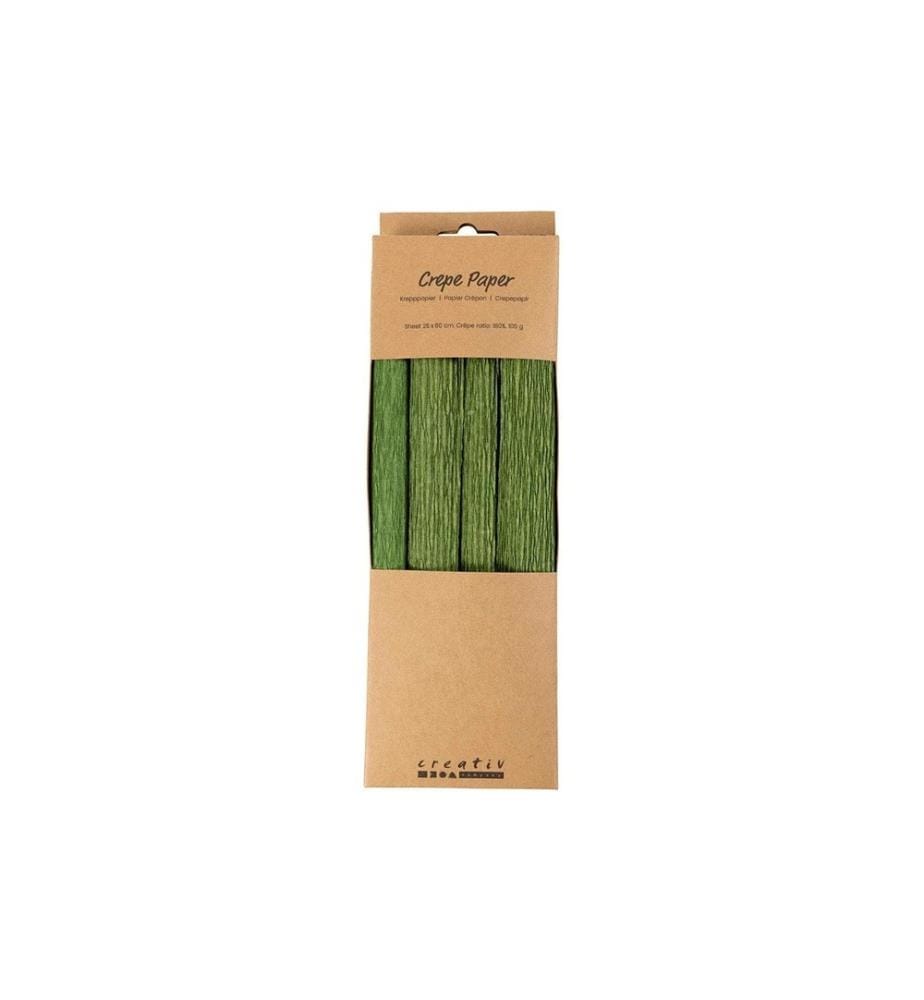 CREATIV COMPANY - Papier crêpe 4 rouleaux 25 x 60 cm, vert