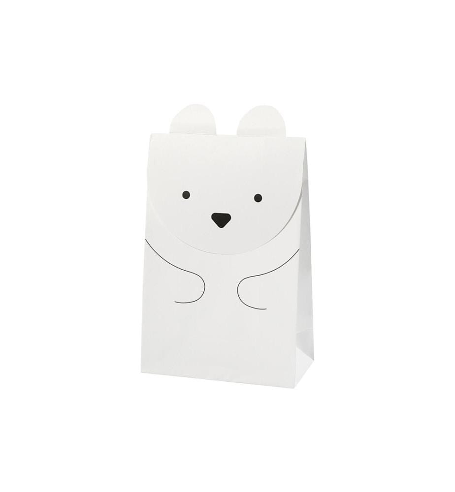 CREATIV COMPANY - Sachet cadeau Ours polaire 6 x 12 x 18 cm, 6 pièces, Blanc