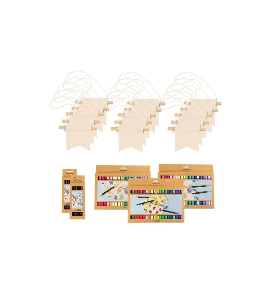 CREATIV COMPANY - Fanion Kit créatif de groupe 10.5 x 12 cm, 60 pièces