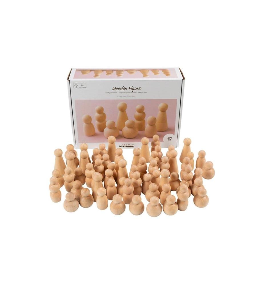 CREATIV COMPANY - Article en bois Figure de quille 5-8 cm, 90 pièces