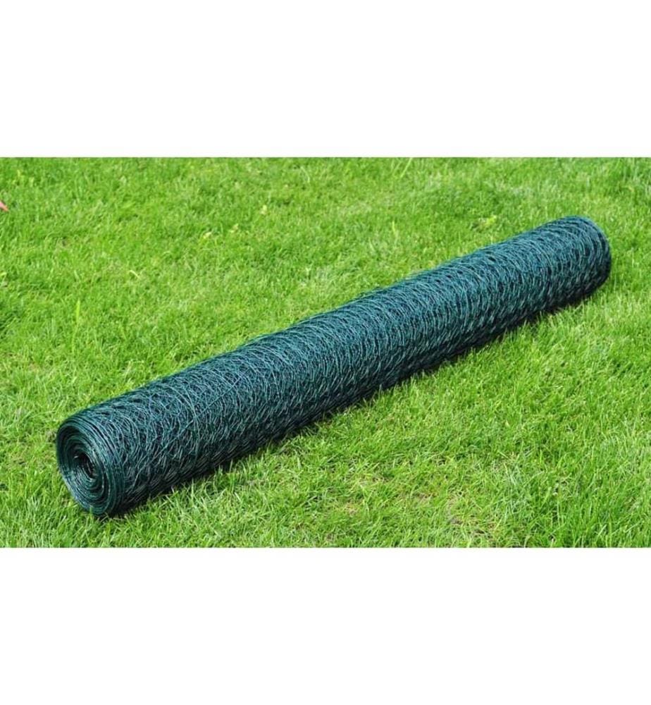 Grillage à poule avec revêtement en PVC 25x1 m vert