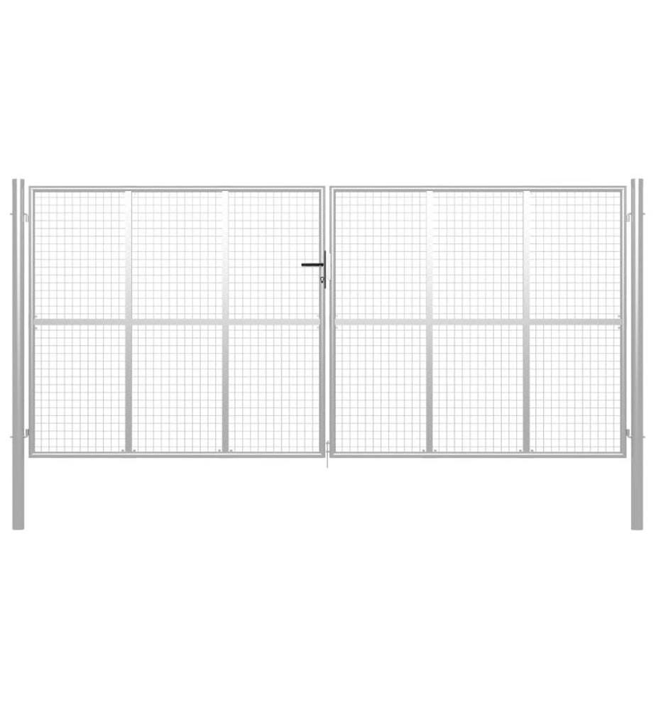 Porte de jardin Acier galvanisé 415x225 cm Argenté