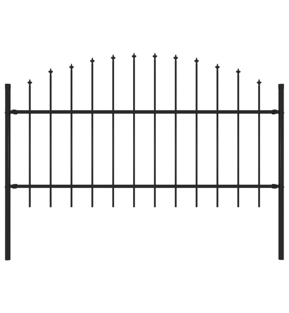 Clôture de jardin avec dessus en lance Acier 1,7 m Noir