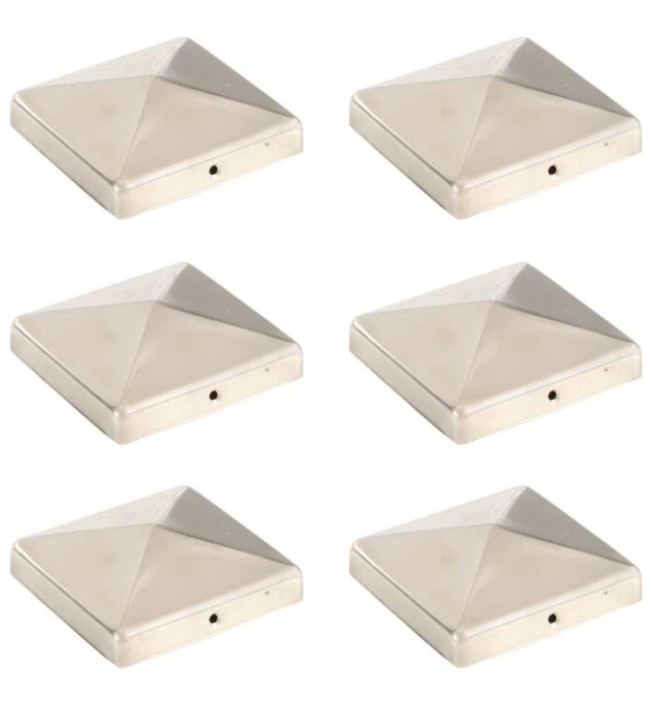 Bouchons de poteau de clôture pyramidaux 6 pcs Inox 101x101 mm