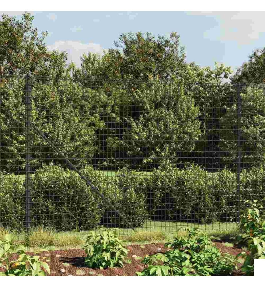 Clôture en treillis métallique et ancrage anthracite 1,6x25 m