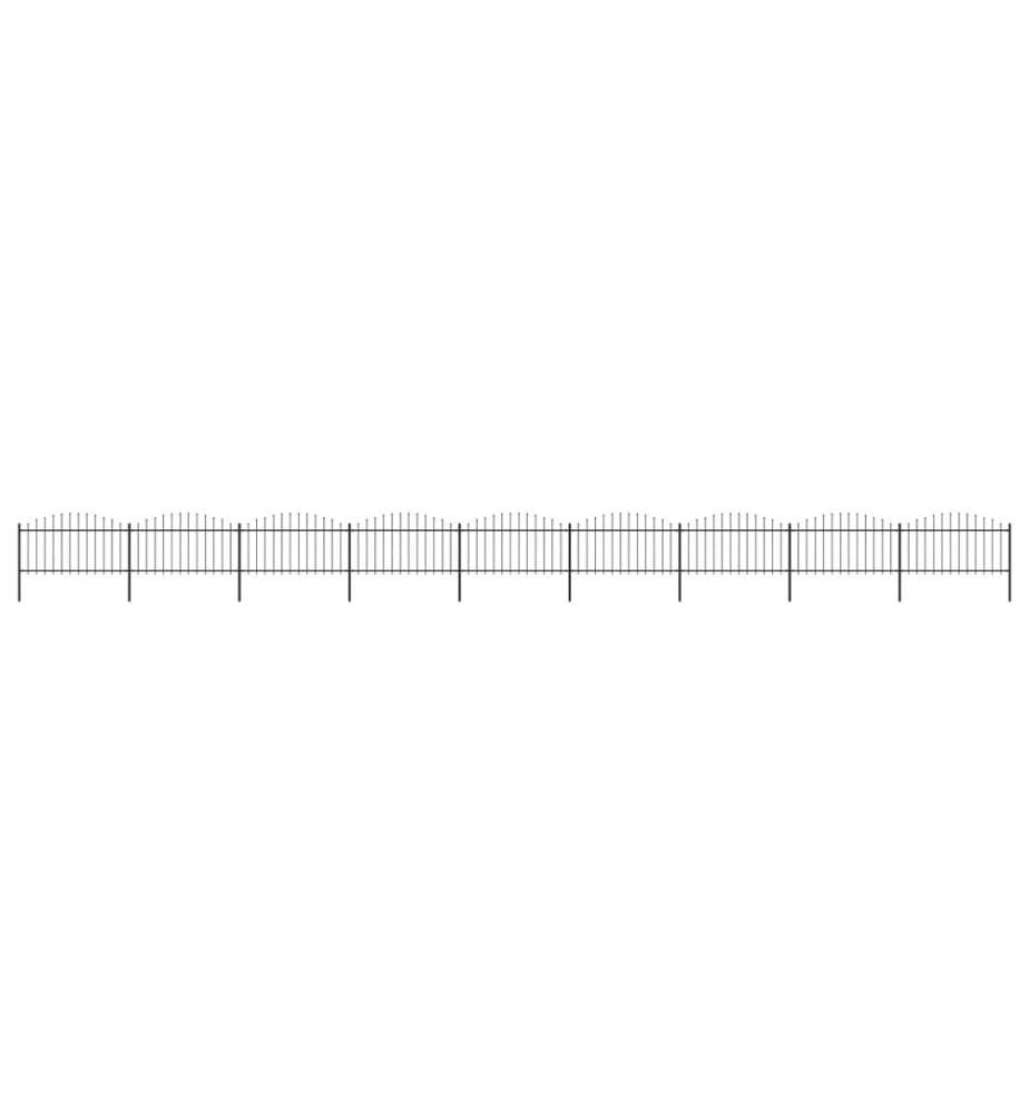 Clôture de jardin à dessus en lance Acier (1,25-1,5)x15,3m Noir