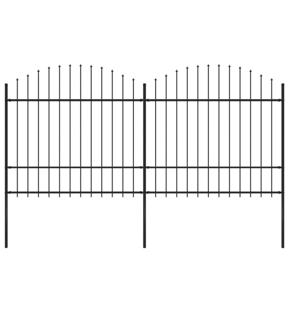 Clôture de jardin à dessus en lance Acier (1,5-1,75)x3,4 m Noir
