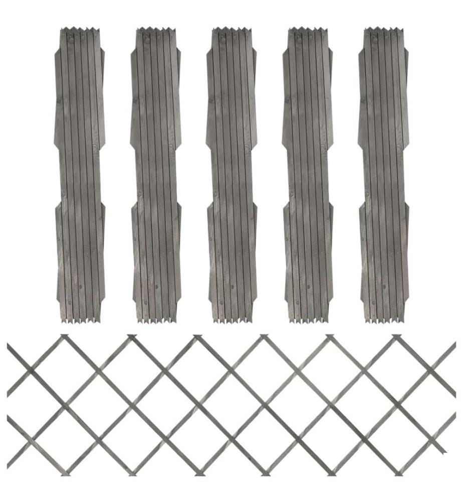 Clôture à treillis 5 pcs Gris Bois de sapin massif 180x60 cm