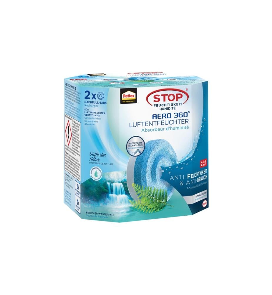 Pattex - Onglets de recharge Aero 360 chute d'eau fraîche 2 x 450 g