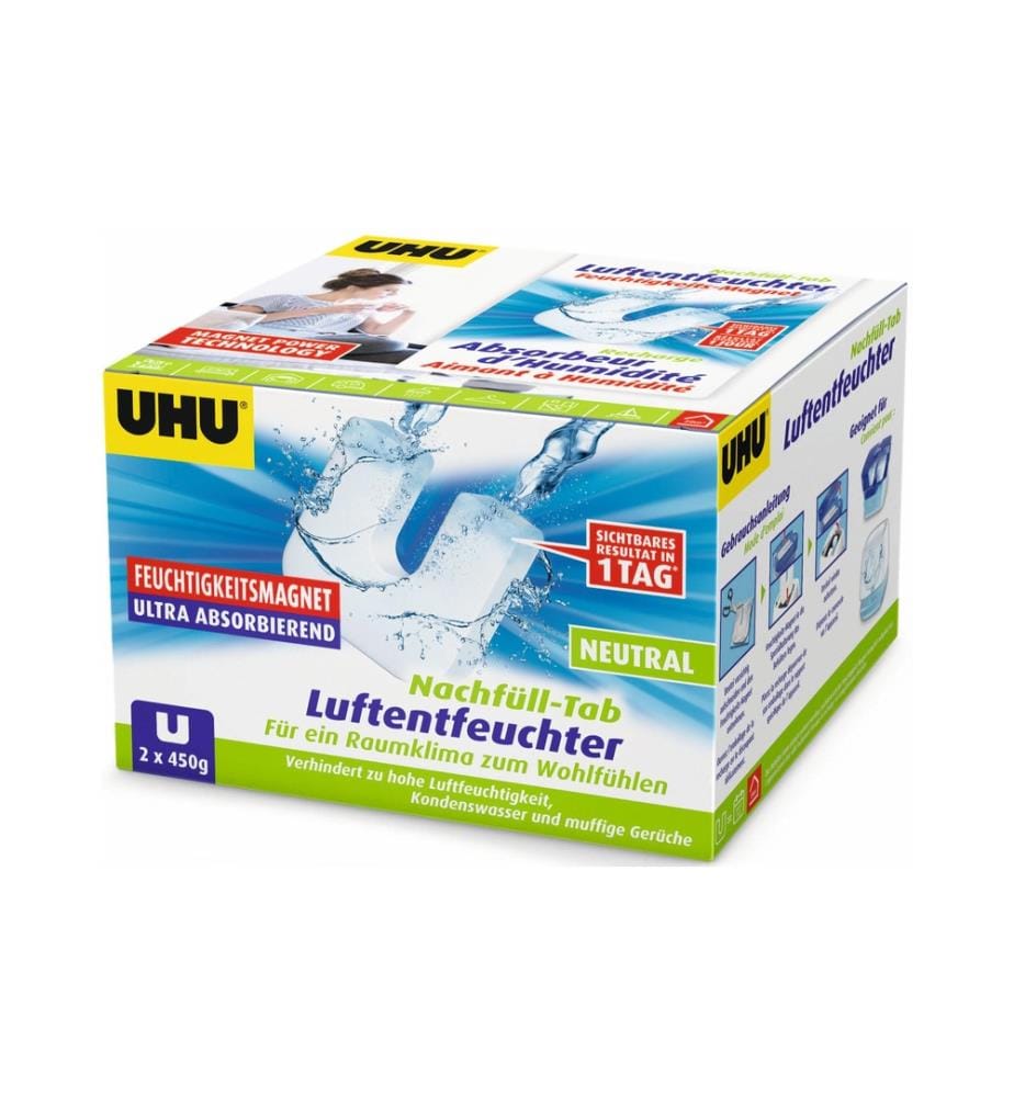 UHU - Déshumidificateur Ambiance Tablette de recharge 450 g, 2 pièces