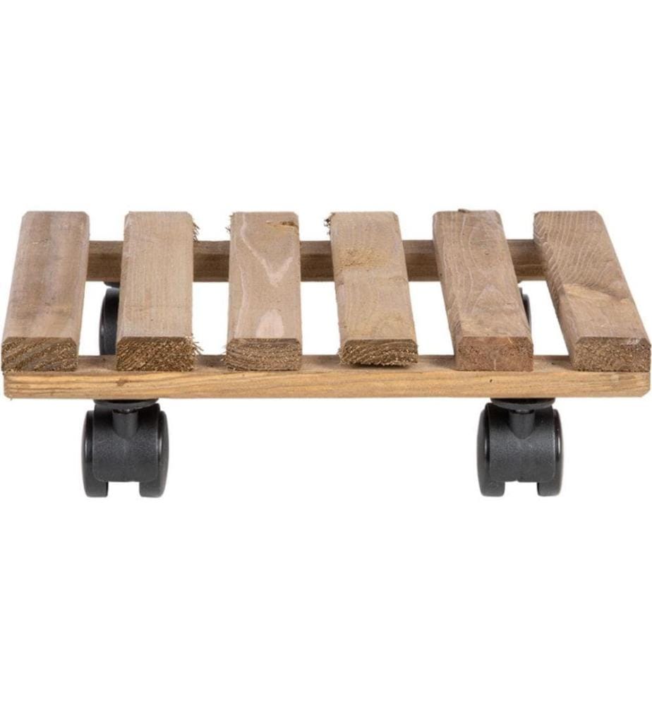 ESSCHERT DESIGN - Supports à roulettes pour pot de fleurs Carré L Brun