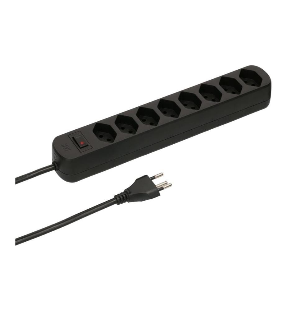 MAX HAURI - Bloc multiprises Basic-Line 8x T13 Noir avec interrupteur