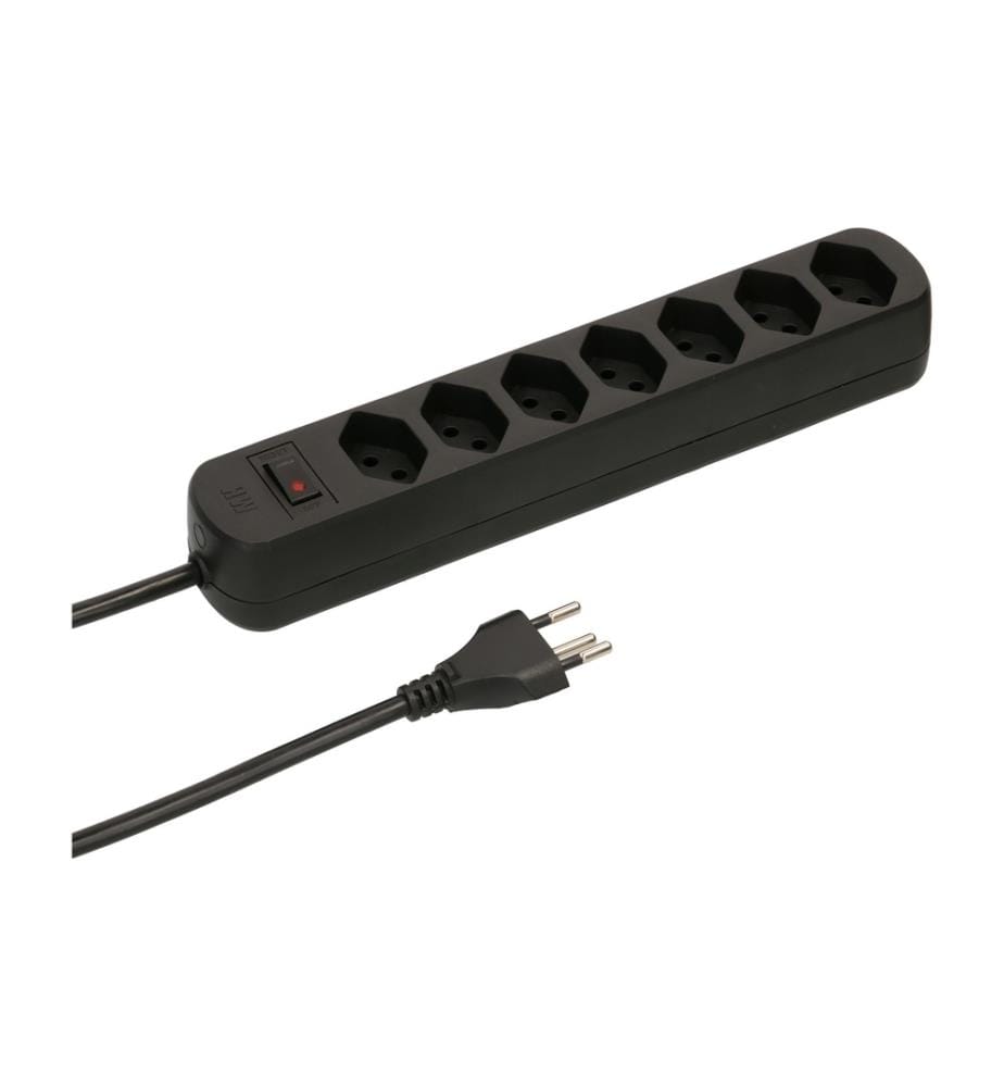 MAX HAURI - Bloc multiprises Basic Line 7x T13 Interrupteur de réinitialisation, noir