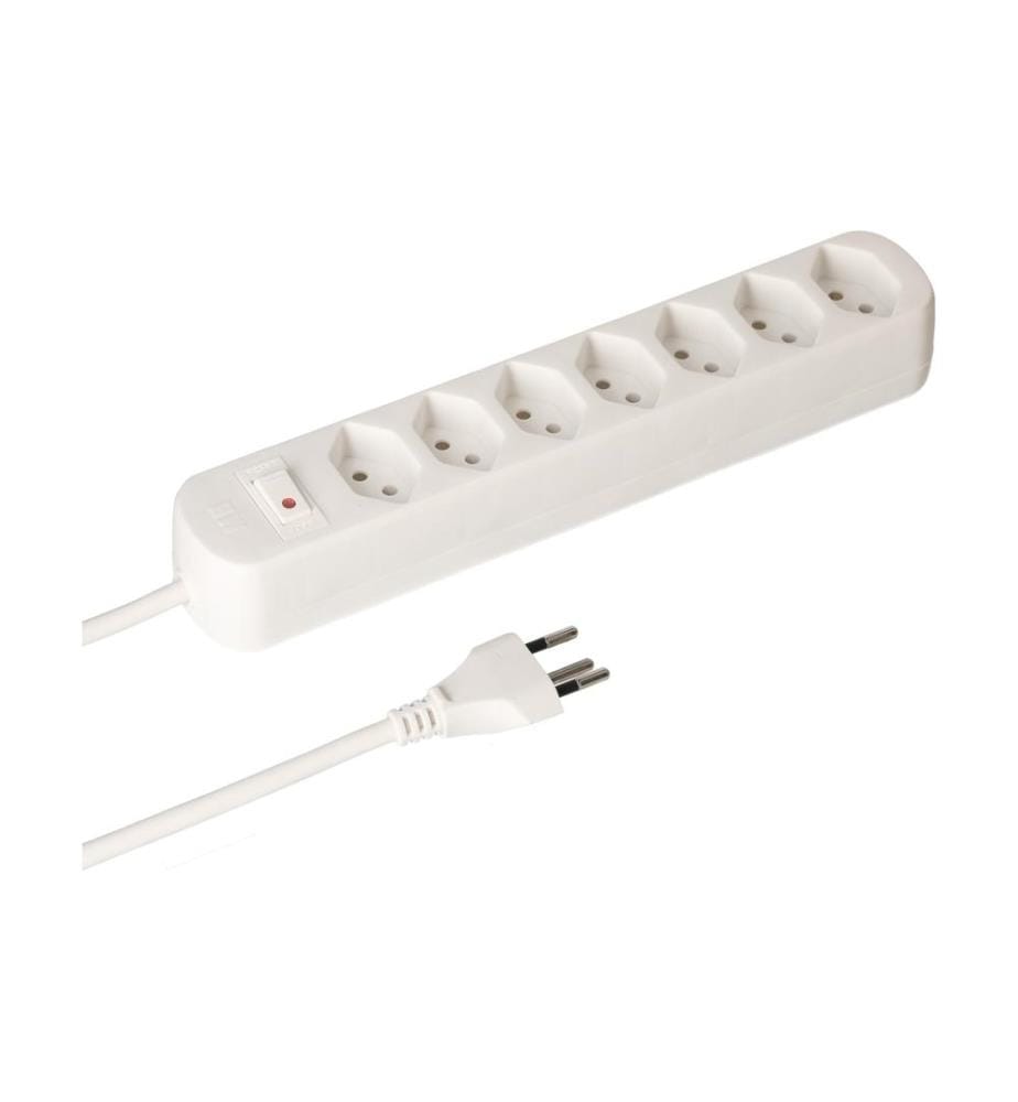 MAX HAURI - Bloc multiprises Basic Line 7x T13 Interrupteur, blanc