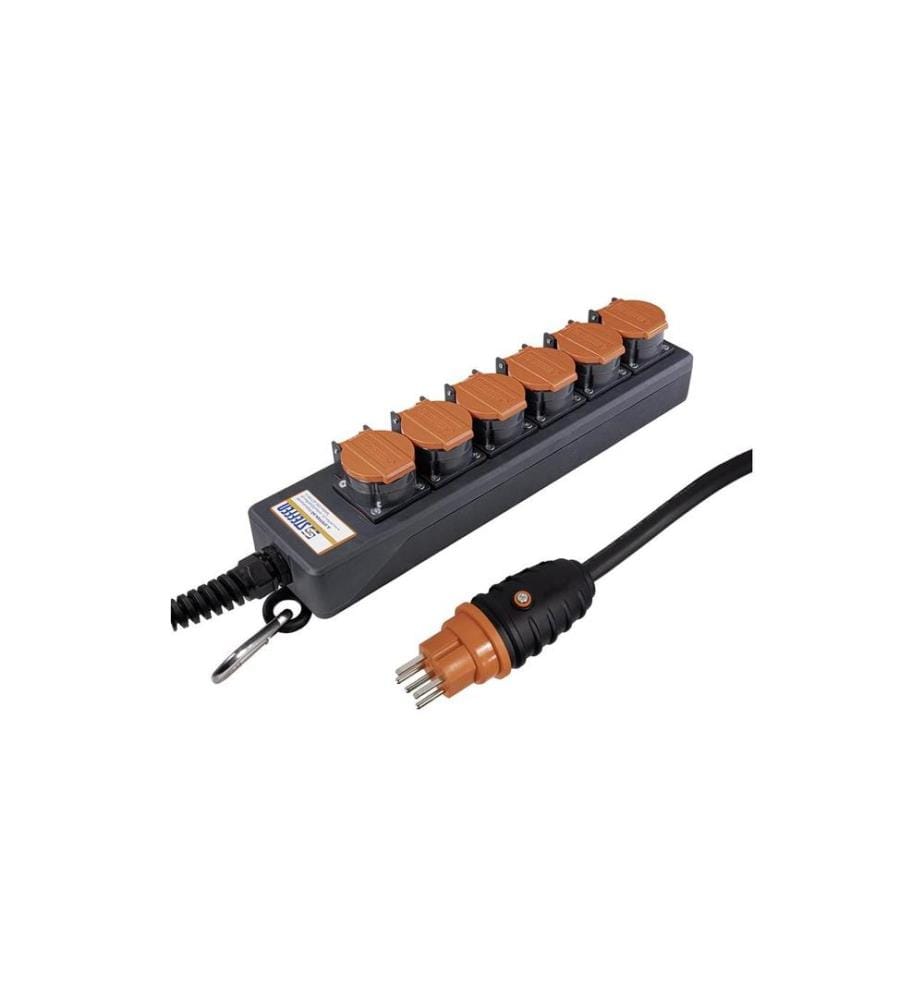 STEFFEN - Barrette de connecteurs industrielle Professional 6x T15 IP55, 5 m