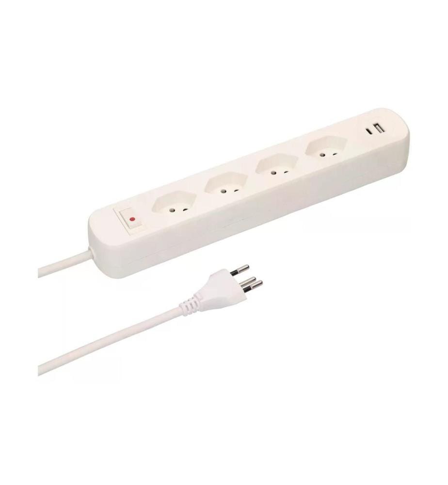 MAX HAURI - Bloc multiprises Basic-Line 4x T13, USB A+C, interrupteur, Ws
