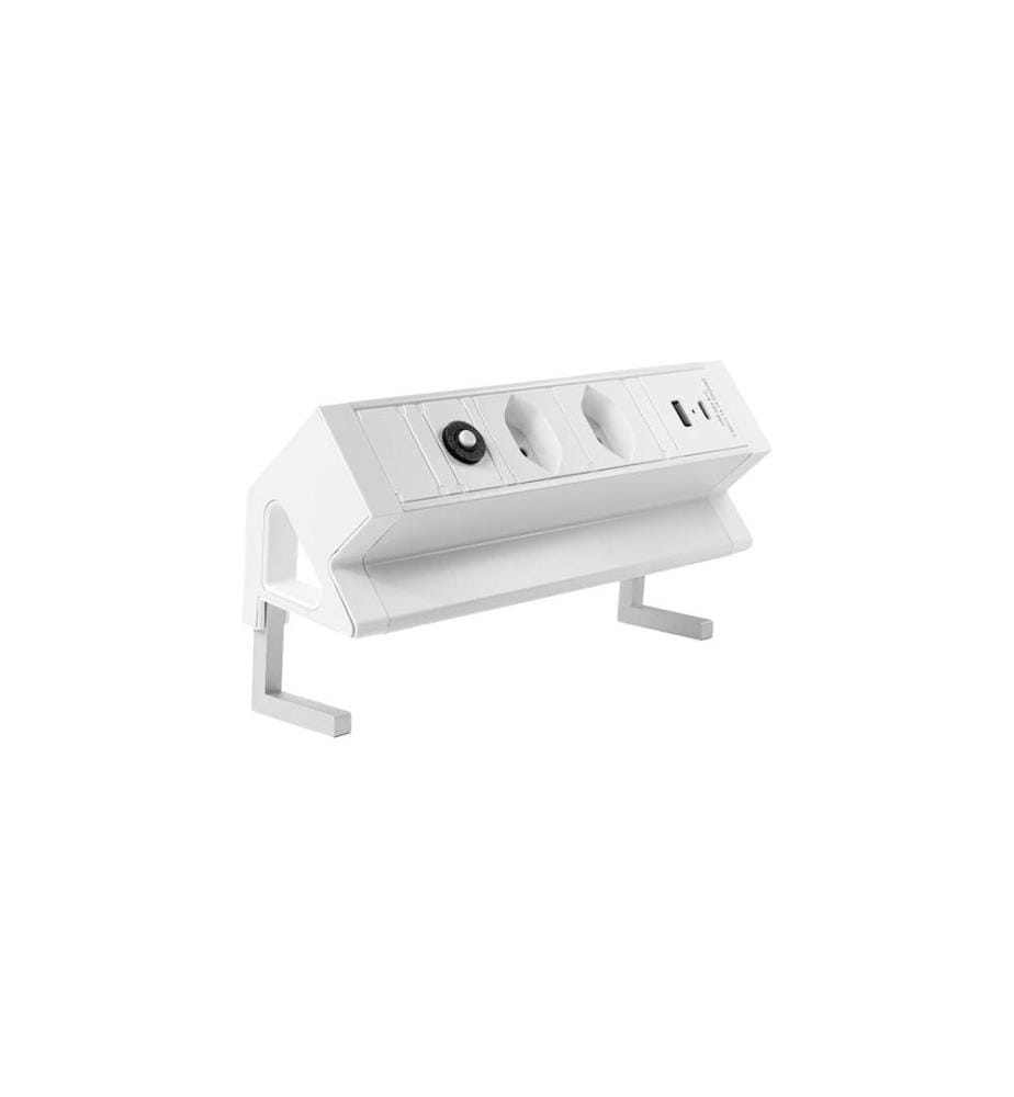 STEFFEN - Bloc multiprises de table ALU DESK 2x T13, USB-A+C, Blanc