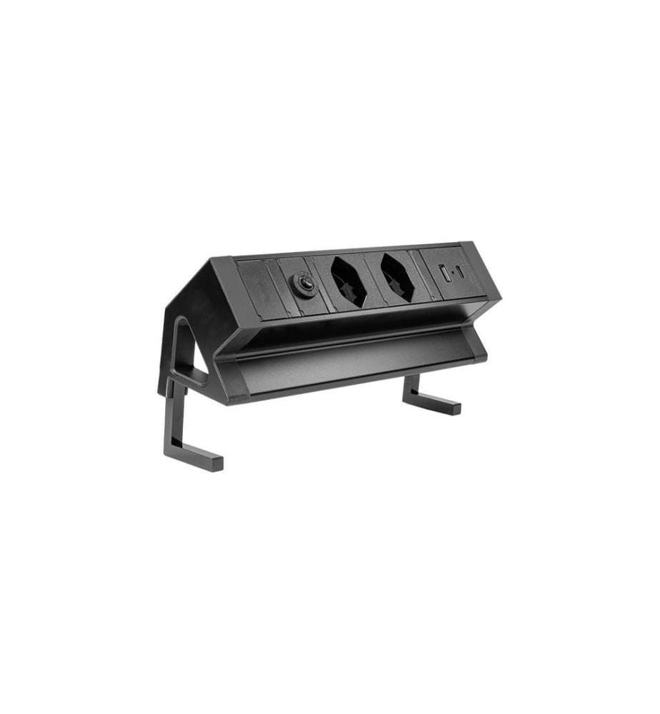 STEFFEN - Bloc multiprises de table ALU DESK 2x T13, USB-A+C, Noir