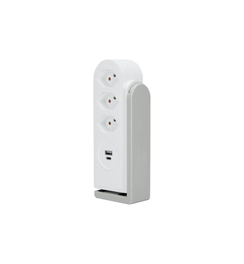 STEFFEN - Bloc multiprises de table Clamp 3x T13, USB-A+C, Blanc