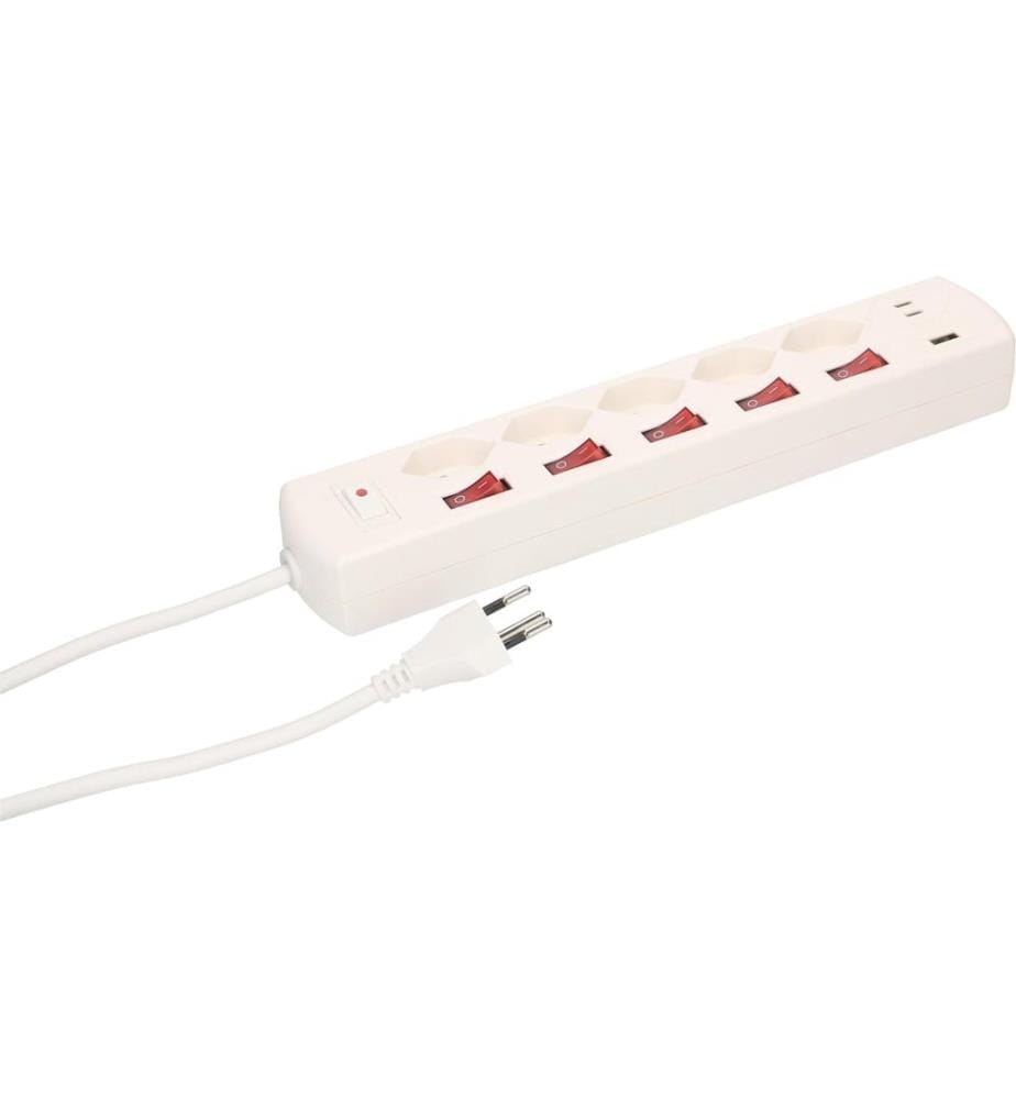 MAX HAURI - Bloc multiprises Multi-Switch Blanc 5 x T13