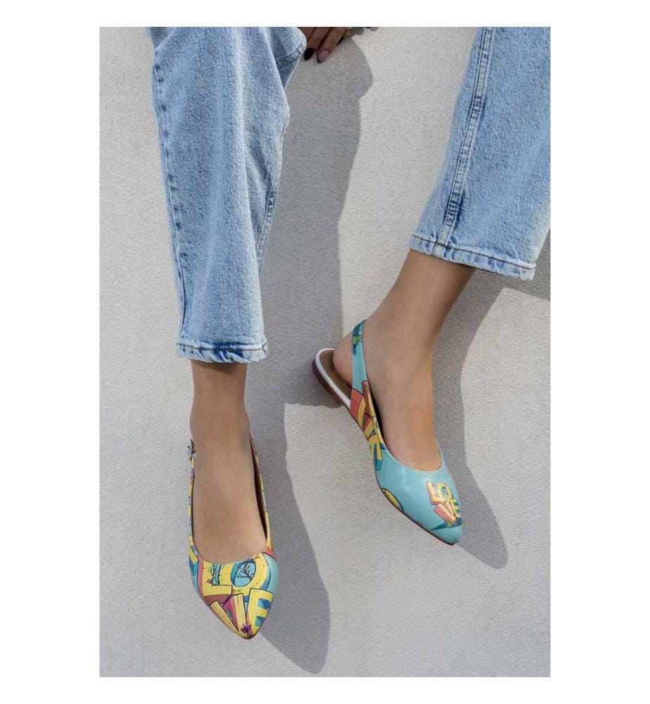 Ballerines en cuir Végétal turquoise - Love Design