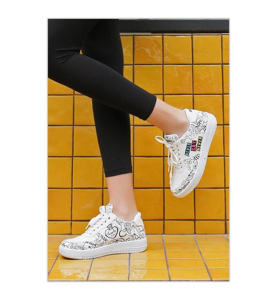 Baskets en cuir Vegan Never Say Never Tasarim - Blanc