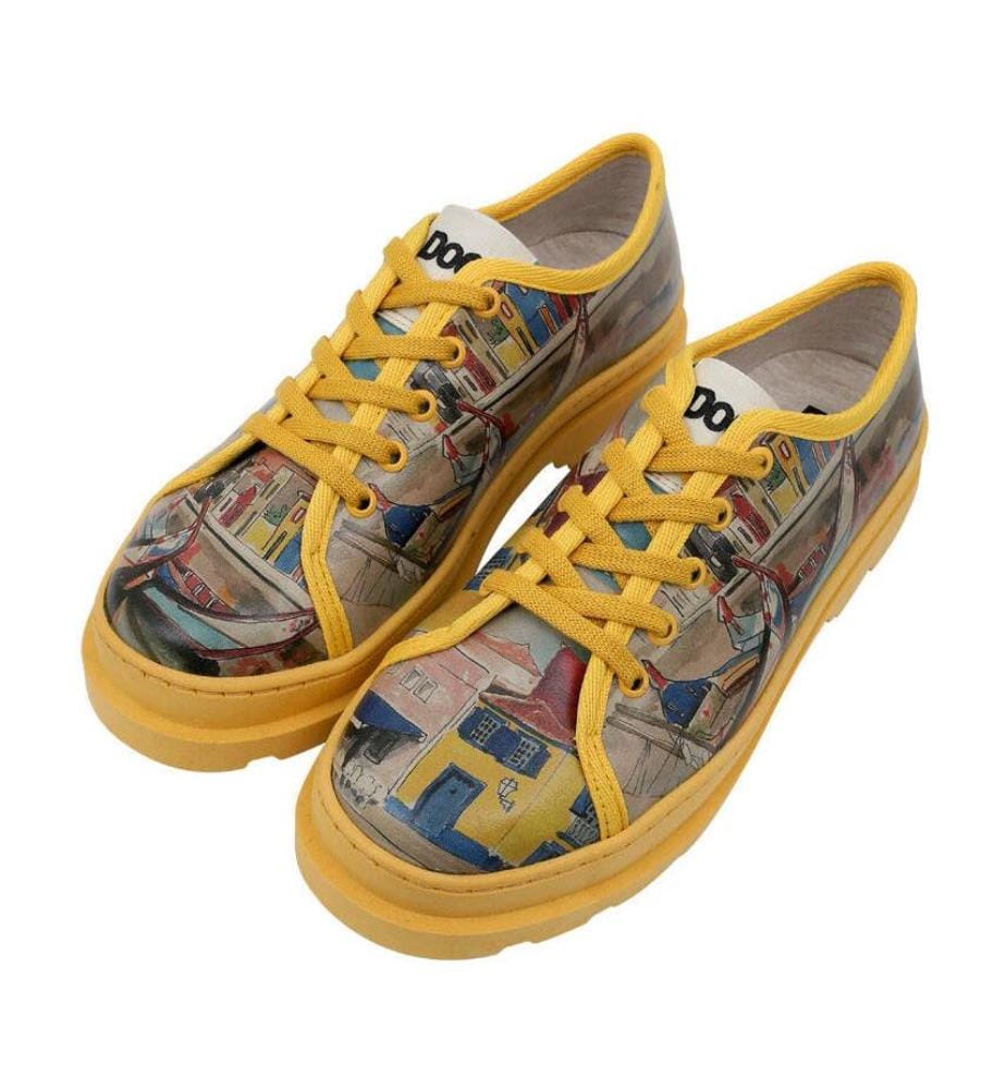 Baskets en cuir Vegan Sunsets and Silhouettes Design - Multicolor