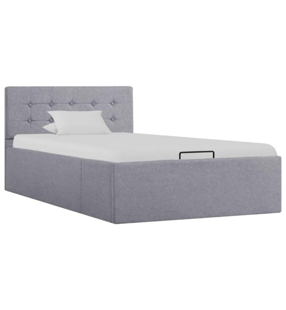 Cadre de lit à stockage hydraulique Gris clair Tissu 90x200 cm