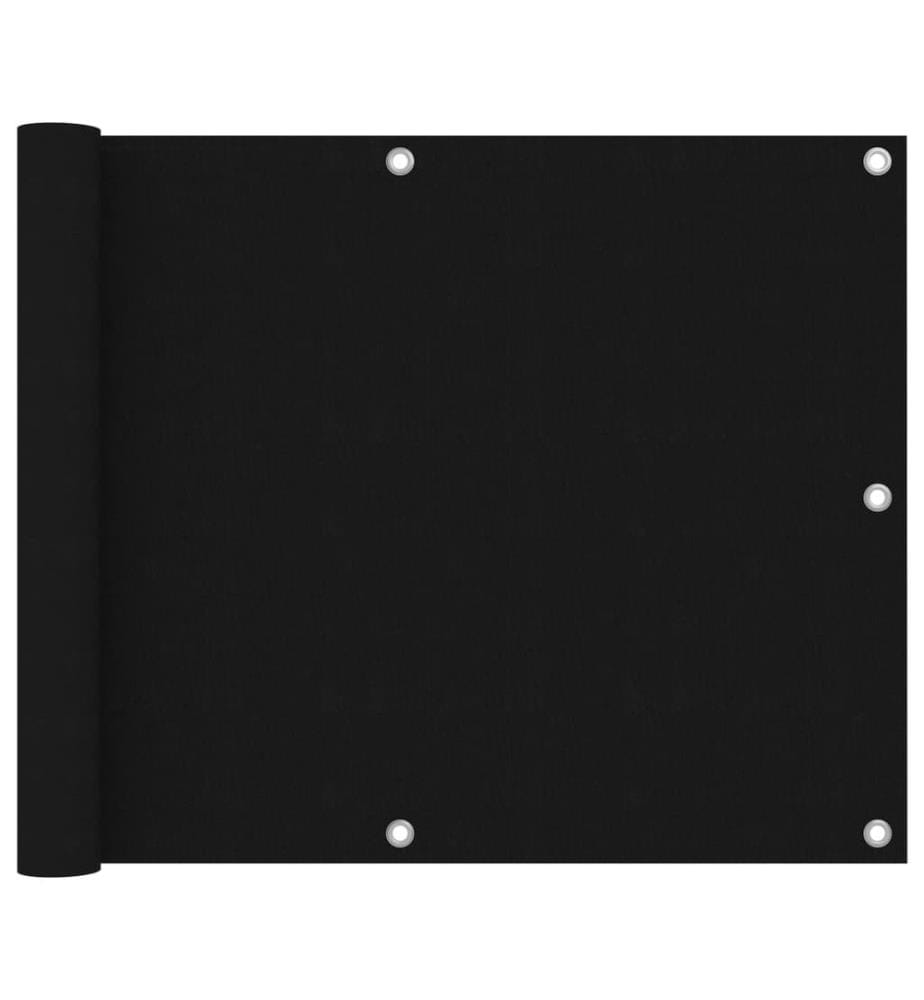 Écran de balcon Noir 75x600 cm Tissu Oxford