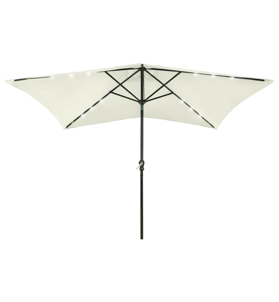 Parasol avec LED et mât en acier Sable 2x3 m