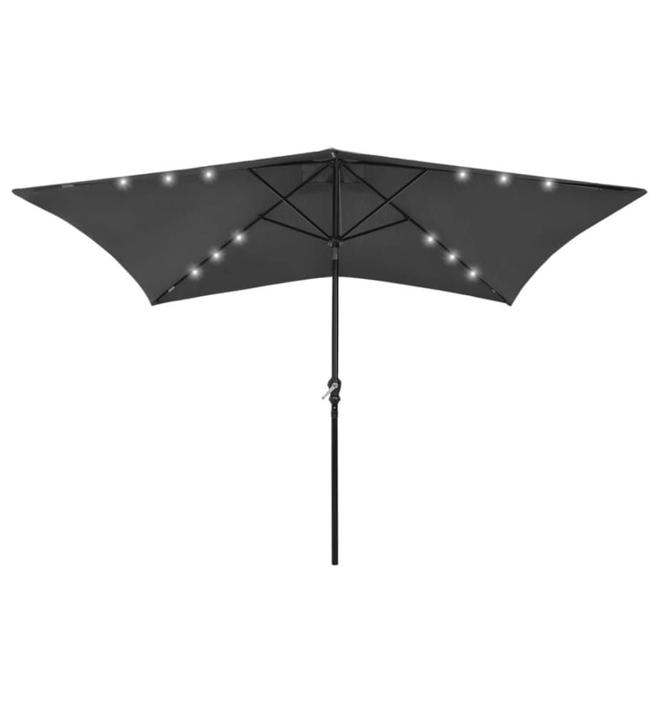 Parasol avec LED et mât en acier Anthracite 2x3 m